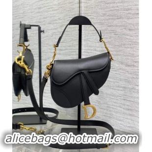 Market Sells Dior Mini Saddle Bag with Strap in Smooth Calfskin 1041 Black 2024