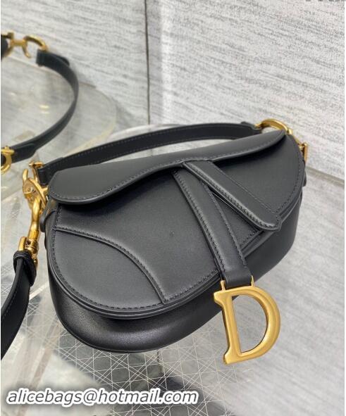 Market Sells Dior Mini Saddle Bag with Strap in Smooth Calfskin 1041 Black 2024