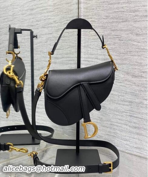 Market Sells Dior Mini Saddle Bag with Strap in Smooth Calfskin 1041 Black 2024