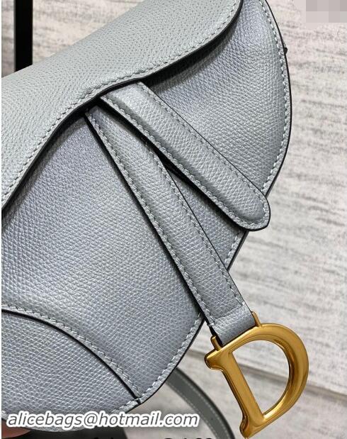 Grade Quality Dior Mini Saddle Bag with Strap in Grained Calfskin 1041 Dusty Blue 2024