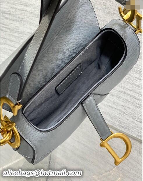 Grade Quality Dior Mini Saddle Bag with Strap in Grained Calfskin 1041 Dusty Blue 2024