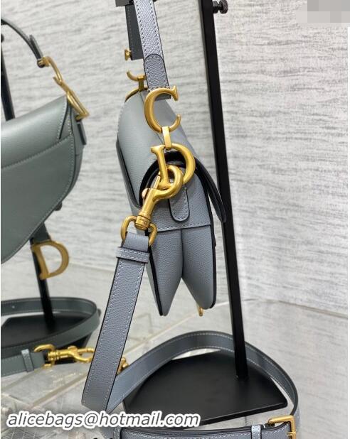 Grade Quality Dior Mini Saddle Bag with Strap in Grained Calfskin 1041 Dusty Blue 2024