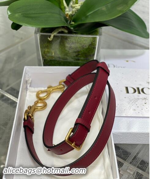 Inexpensive Dior Mini Saddle Bag with Strap in Grained Calfskin 1041 Burgundy 2024