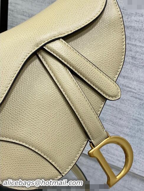 Top Grade Dior Mini Saddle Bag with Strap in Grained Calfskin 1041 Apricot 2024