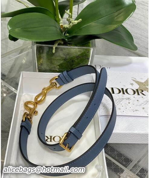 Best Design Dior Mini Saddle Bag with Strap in Grained Calfskin 1041 Denim Blue 2024