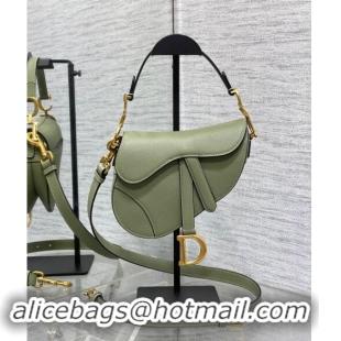 Most Popular Dior Mini Saddle Bag with Strap in Grained Calfskin 1041 Matcha Green 2024