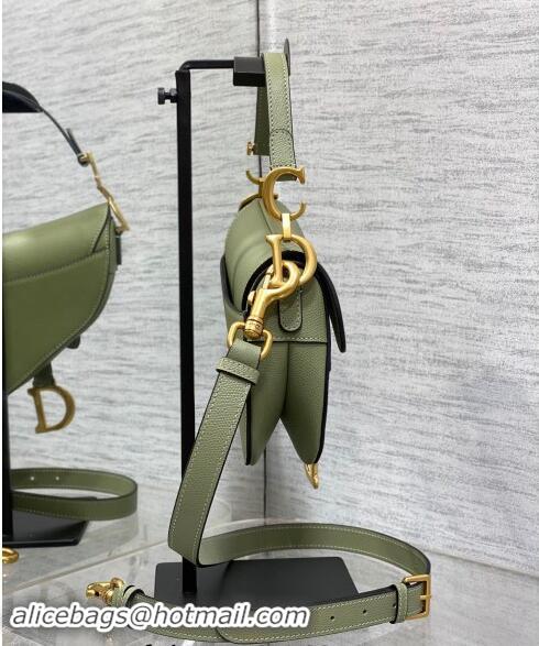 Most Popular Dior Mini Saddle Bag with Strap in Grained Calfskin 1041 Matcha Green 2024