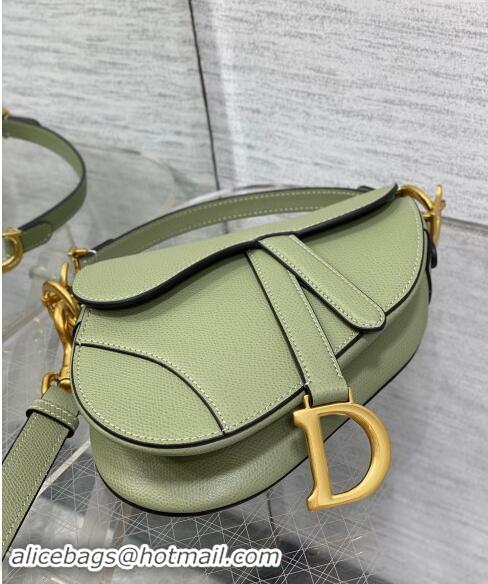 Most Popular Dior Mini Saddle Bag with Strap in Grained Calfskin 1041 Matcha Green 2024