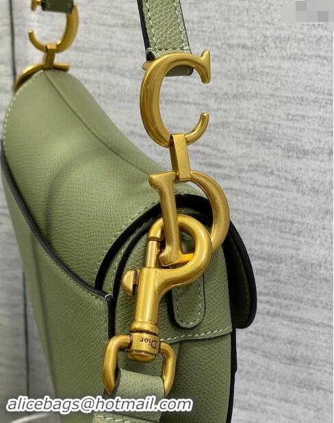 Most Popular Dior Mini Saddle Bag with Strap in Grained Calfskin 1041 Matcha Green 2024