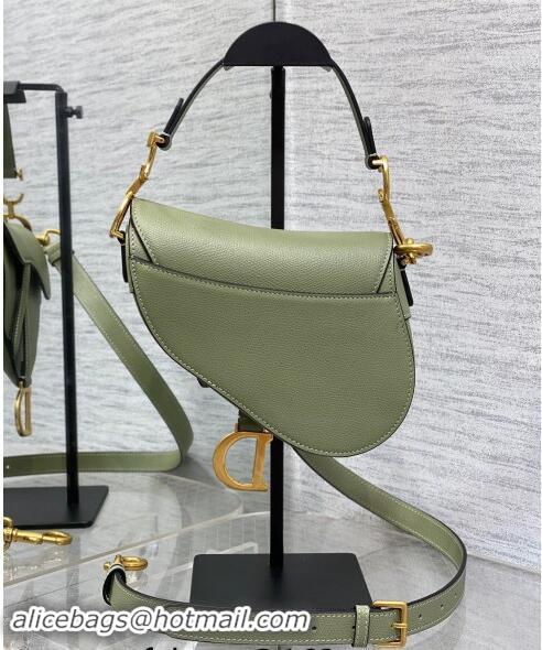 Most Popular Dior Mini Saddle Bag with Strap in Grained Calfskin 1041 Matcha Green 2024