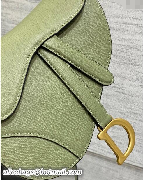 Most Popular Dior Mini Saddle Bag with Strap in Grained Calfskin 1041 Matcha Green 2024