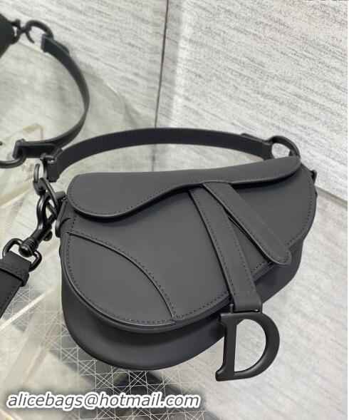 Discount Dior Mini Saddle Bag with Strap in Grained Calfskin 1041 All Black 2024