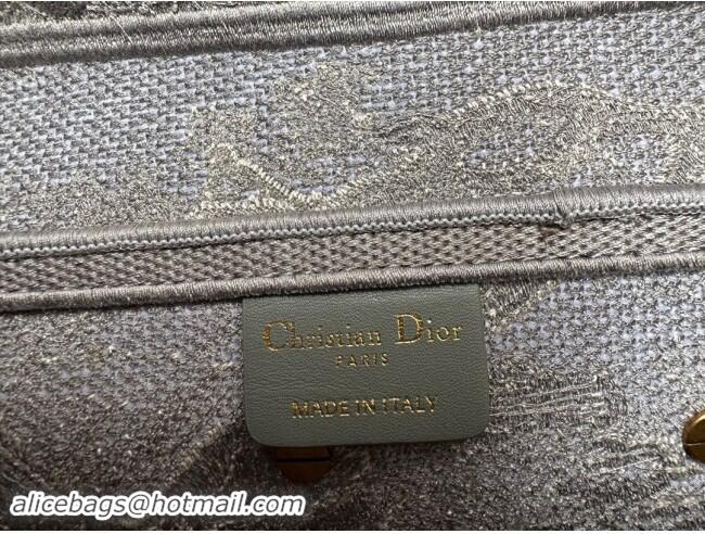 Good Taste Dior Medium Saddle Bag in  Toile de Jouy Embroidery 1041 Grey 2024