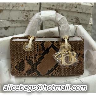 Grade Quality Dior Lady D-Joy Small Bag in Python Leather D0101 Brown 2024