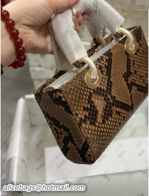 Grade Quality Dior Lady D-Joy Small Bag in Python Leather D0101 Brown 2024