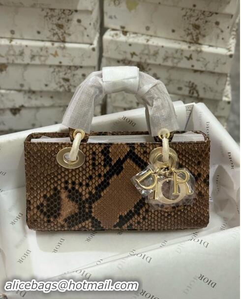 Grade Quality Dior Lady D-Joy Small Bag in Python Leather D0101 Brown 2024