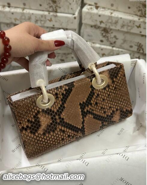 Grade Quality Dior Lady D-Joy Small Bag in Python Leather D0101 Brown 2024