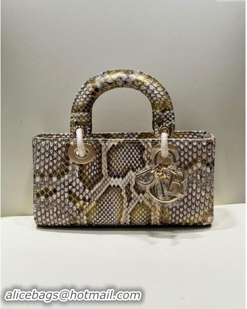 Luxury Discount Dior Lady D-Joy Small Bag in Python Leather D0101 Grey/Gold 2024