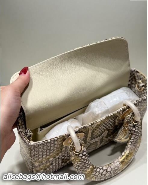 Luxury Discount Dior Lady D-Joy Small Bag in Python Leather D0101 Grey/Gold 2024