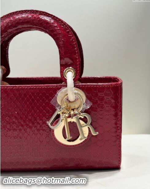 Top Design Dior Lady D-Joy Small Bag in Python Leather D0101 Red 2024