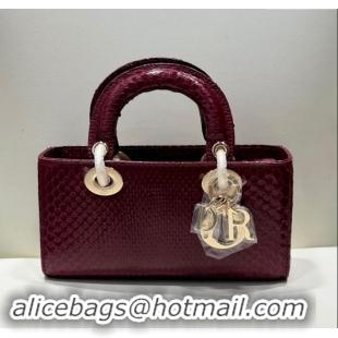 Original Cheap Dior Lady D-Joy Small Bag in Python Leather D0101 Burgundy 2024