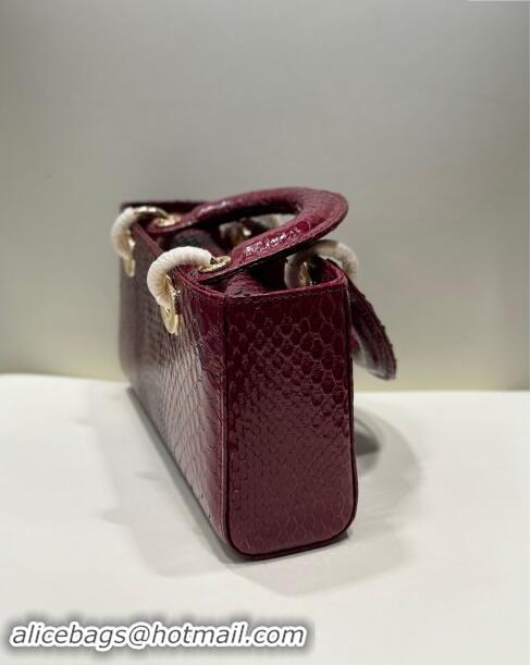 Original Cheap Dior Lady D-Joy Small Bag in Python Leather D0101 Burgundy 2024