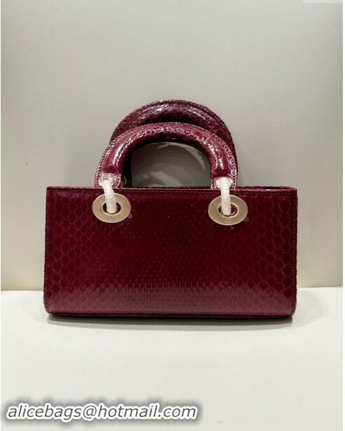 Original Cheap Dior Lady D-Joy Small Bag in Python Leather D0101 Burgundy 2024