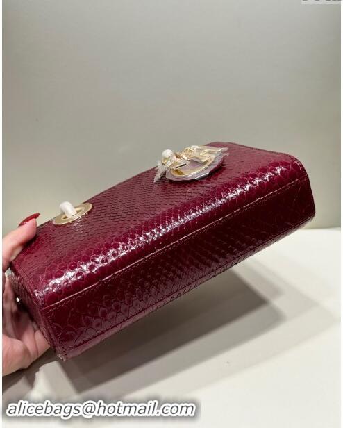 Original Cheap Dior Lady D-Joy Small Bag in Python Leather D0101 Burgundy 2024