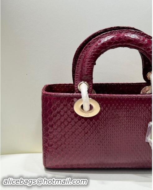 Original Cheap Dior Lady D-Joy Small Bag in Python Leather D0101 Burgundy 2024