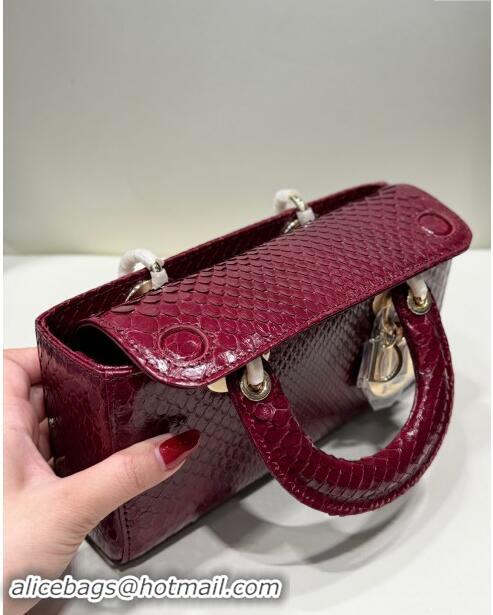 Original Cheap Dior Lady D-Joy Small Bag in Python Leather D0101 Burgundy 2024