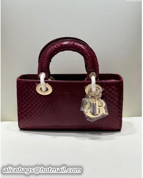 Original Cheap Dior Lady D-Joy Small Bag in Python Leather D0101 Burgundy 2024