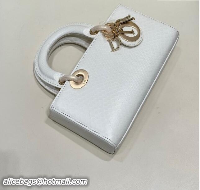 Well Crafted Dior Lady D-Joy Small Bag in Python Leather D0101 White 2024