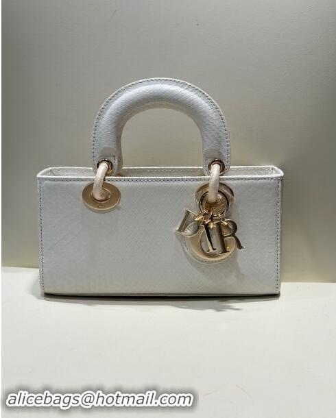 Well Crafted Dior Lady D-Joy Small Bag in Python Leather D0101 White 2024