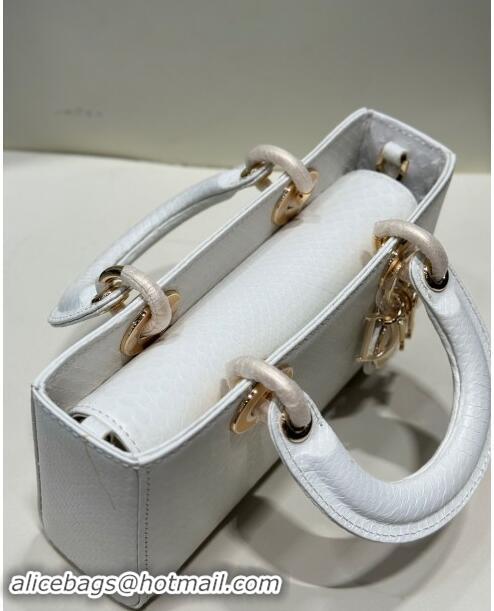 Well Crafted Dior Lady D-Joy Small Bag in Python Leather D0101 White 2024