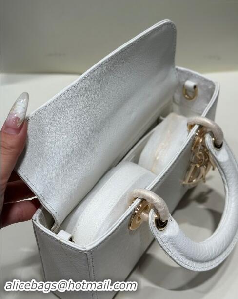 Well Crafted Dior Lady D-Joy Small Bag in Python Leather D0101 White 2024