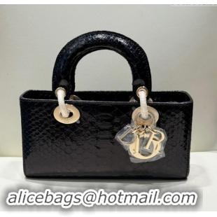 Grade Quality Dior Lady D-Joy Small Bag in Python Leather D0101 Black 2024