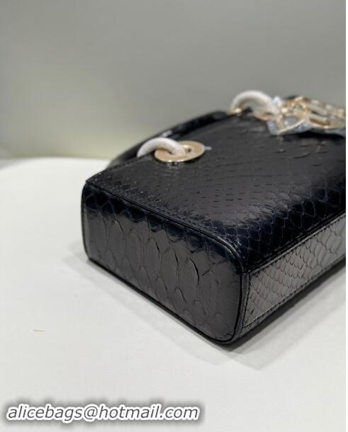 Grade Quality Dior Lady D-Joy Small Bag in Python Leather D0101 Black 2024