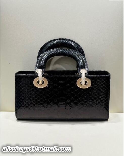 Grade Quality Dior Lady D-Joy Small Bag in Python Leather D0101 Black 2024