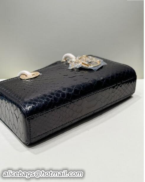 Grade Quality Dior Lady D-Joy Small Bag in Python Leather D0101 Black 2024