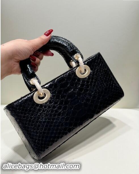 Grade Quality Dior Lady D-Joy Small Bag in Python Leather D0101 Black 2024