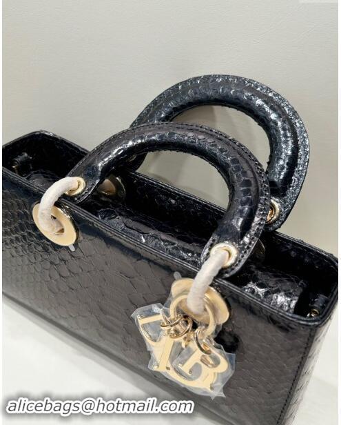 Grade Quality Dior Lady D-Joy Small Bag in Python Leather D0101 Black 2024