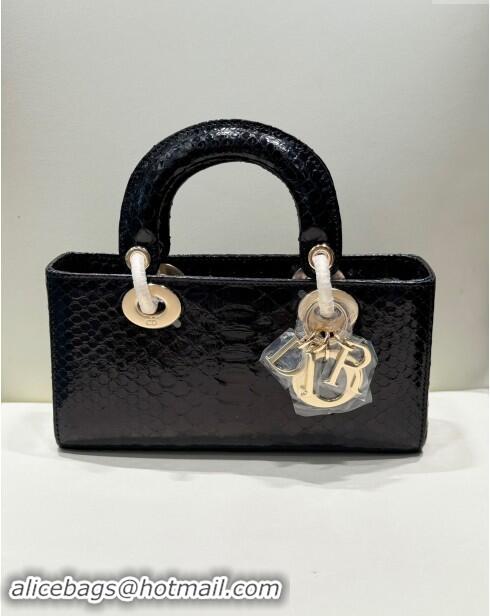 Grade Quality Dior Lady D-Joy Small Bag in Python Leather D0101 Black 2024