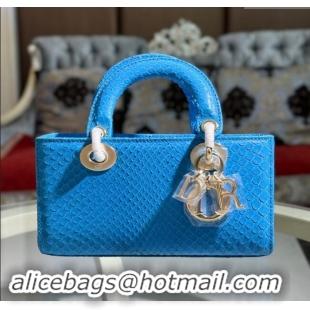 Well Crafted Dior Lady D-Joy Small Bag in Python Leather D0107 Blue 2024