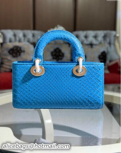 Well Crafted Dior Lady D-Joy Small Bag in Python Leather D0107 Blue 2024