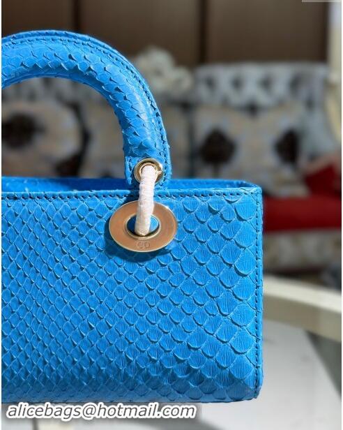 Well Crafted Dior Lady D-Joy Small Bag in Python Leather D0107 Blue 2024