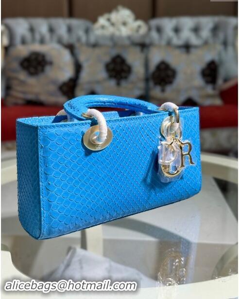 Well Crafted Dior Lady D-Joy Small Bag in Python Leather D0107 Blue 2024