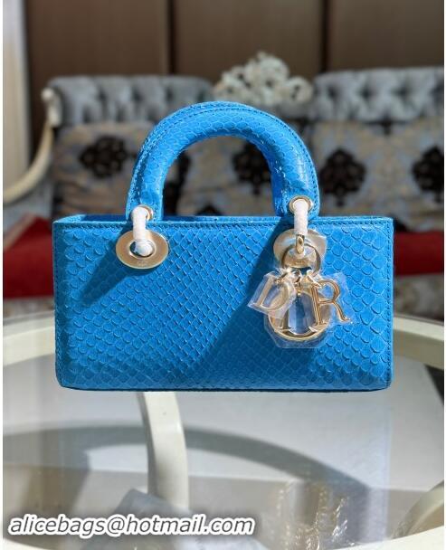 Well Crafted Dior Lady D-Joy Small Bag in Python Leather D0107 Blue 2024