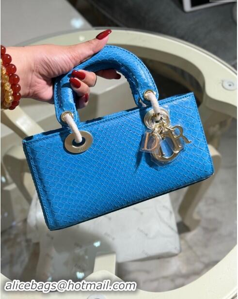 Well Crafted Dior Lady D-Joy Small Bag in Python Leather D0107 Blue 2024