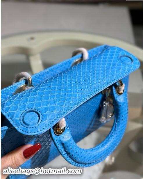 Well Crafted Dior Lady D-Joy Small Bag in Python Leather D0107 Blue 2024