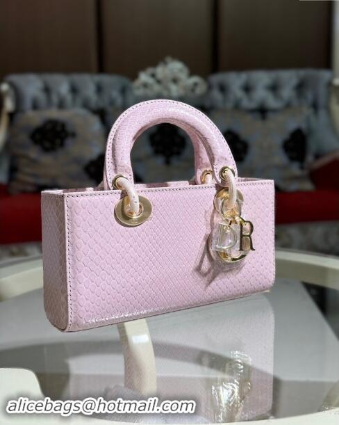 Top Design Dior Lady D-Joy Small Bag in Python Leather D0107 Pink 2024